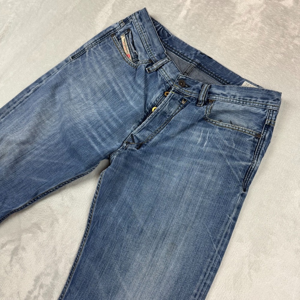 Diesel Quratt Jeans Mens 34x34 (31x29) Blue 5 Pocket Button Fly Whiskering Italy